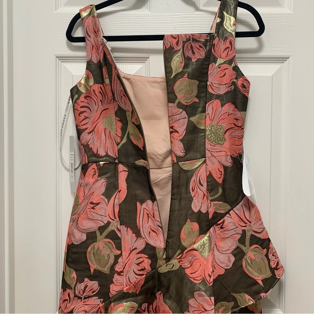 NWT KAY UNGER BELLE FLORAL PRINT RUFFLED SLEEVELESS A-LINE GOWN - Picture 10 of 11